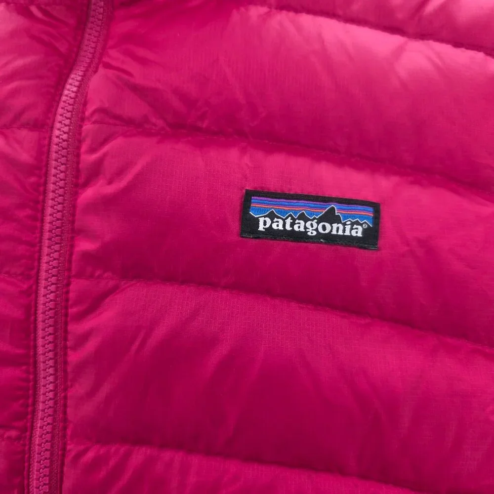 Boy’s Patagonia Down Sweater Full Zip Puffer Jacket Size XL 14 Pink Kids